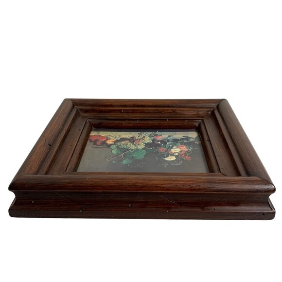 Mini Severin Roesen Still Life Of Fruit & Wine Glass Print In Elegant Wood Frame - Picture 6 of 6